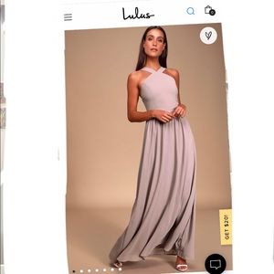 Lulu’s Air of Romance Taupe Maxi Dress